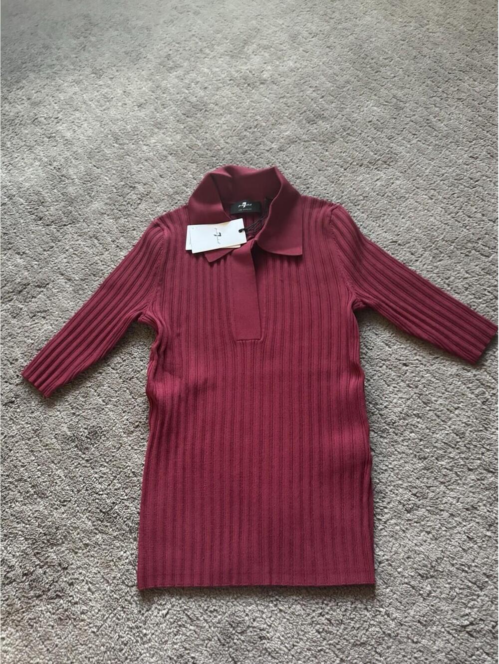 seven for all mankind Women’s Red Ribbed Polo Size XS $129